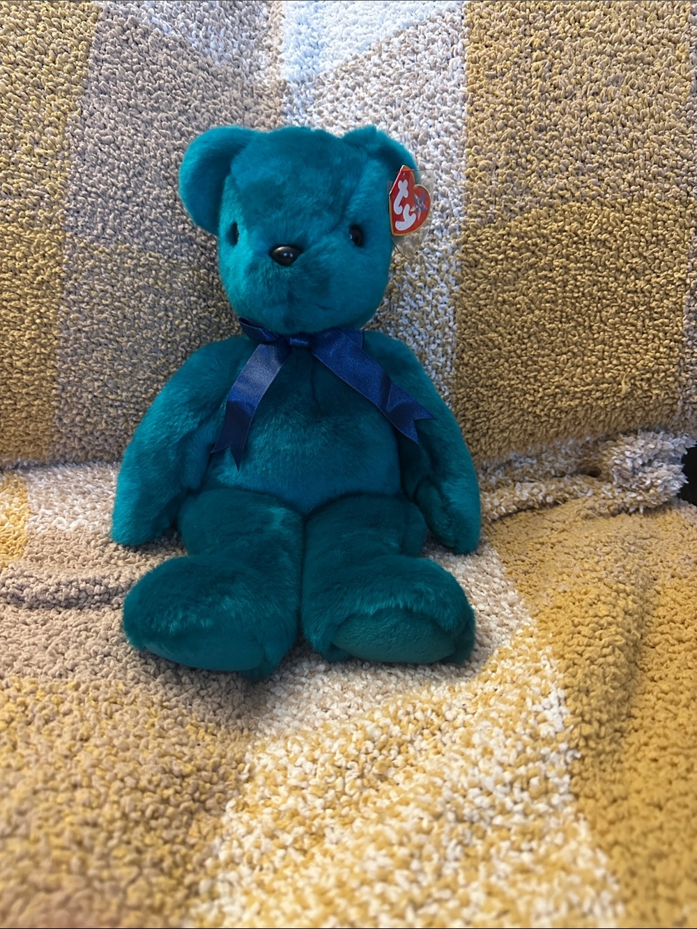 Ty Plush old face Teal teddy. 2000 released